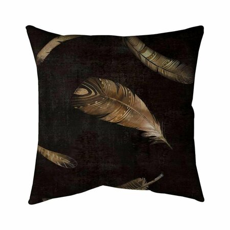 BEGIN HOME DECOR 26 x 26 in. Golden Feathers-Double Sided Print Indoor Pillow 5541-2626-AN237-1